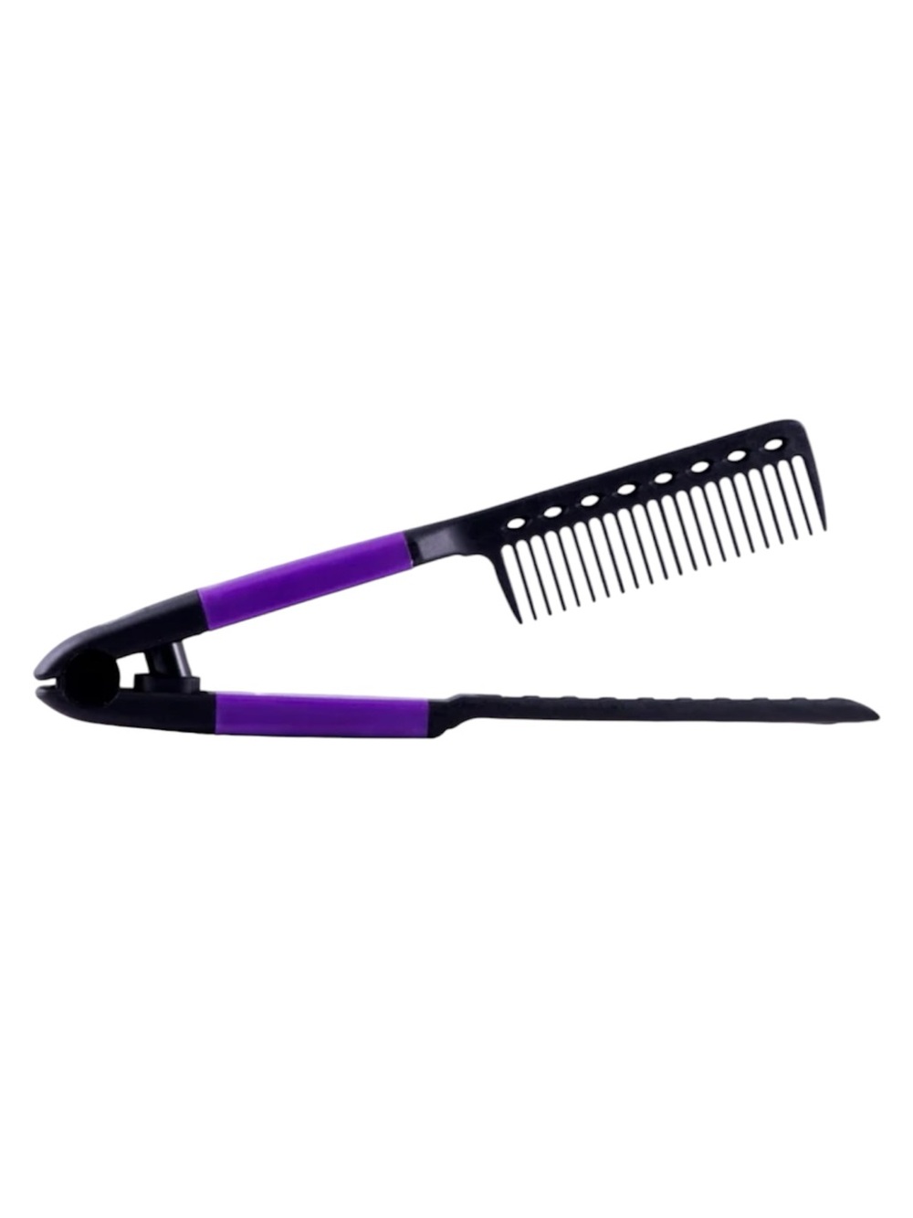 Purple Heated Hair Straightening Comb with Comfortable Grip